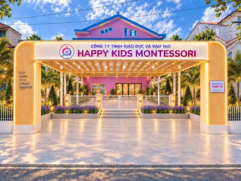 Phối cảnh cổng trường Happy Kids